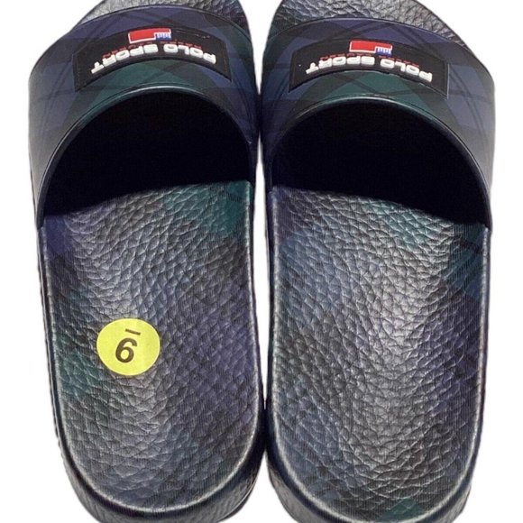 Polo Ralph Lauren Polo Sport Tartan Plaid Slides Sz 9 Mens Navy Green Black main image 6